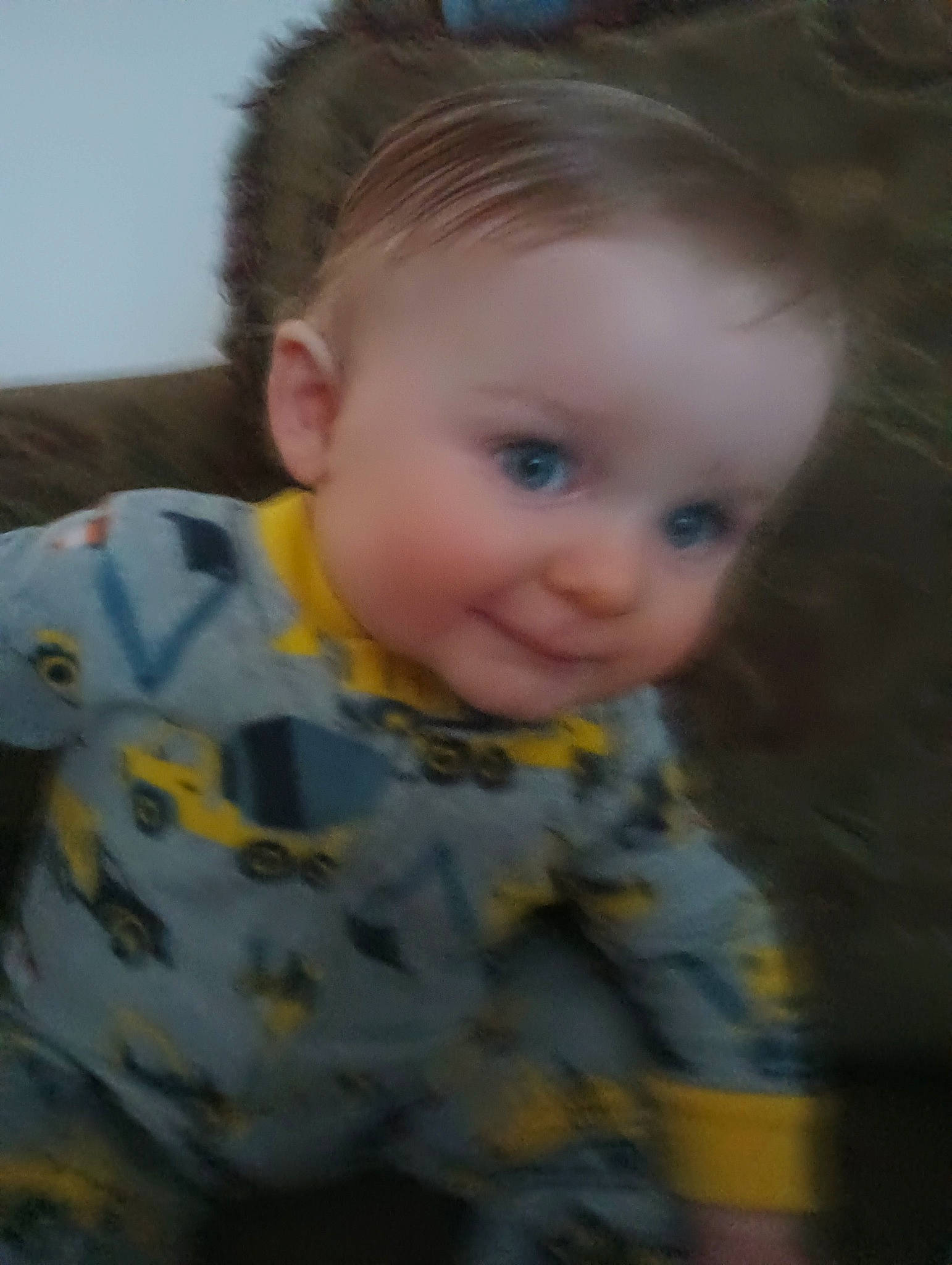 Hunter is registered to the contest to win money with this photo: baby, baby_toddler_clothing, blond, cheek, child, chin, eyebrow, flooring, forehead, fun, happy, iris, lip, mouth, nose, person, skin, sleeve, smile, toddler