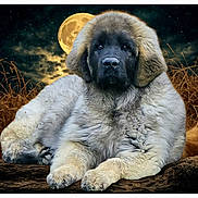 Aslan a rejoint le concours — aidez-le/la à gagner de superbes lots ! dog, puppy, fluffy, animal, moon, night, sky, clouds, nature, outdoor, grass, fur, portrait, cute, mammal, canine, resting, landscape, majestic, serene