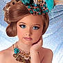 Londyn is registered to the contest to win money with this photo: beauty, brown_hair, clothing, costume_accessory, fashion_accessory, hair, hair_accessory, hairstyle, hat, head, headgear, headpiece, jewellery, turquoise
