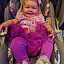 baby, infant, smiling, purple_clothing, headband, tutu, car_seat, cushion, socks, cute, child, young_child, portrait, happy, indoors, person, seat, apparel, babywear, childhood