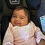 Ka'Mylah Perry joined the competition — help win amazing prizes! baby, smiling, infant, car_seat, clothing, pink, dkny_jeans, child, face, person, cute, happy, young, seat, fabric, text, apparel, head, portrait, indoors