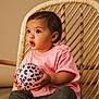 baby, ball, bodypart, chair, crib, face, finger, football, furniture, hand, hardwood, head, infantbed, person, sitting, soccer, soccerball, sphere, sport, wood