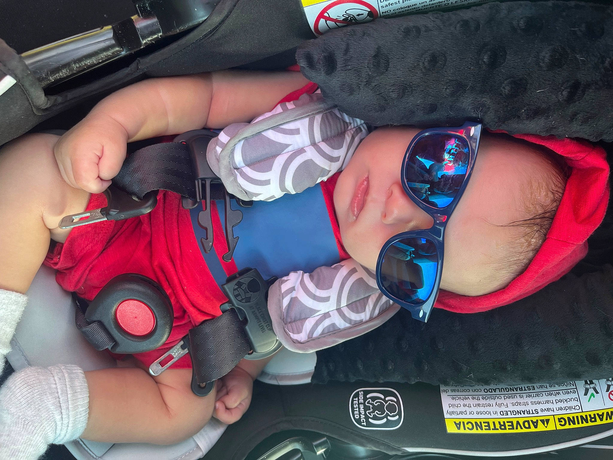 James joined the competition — help win amazing prizes! arm, auto_part, automotive_design, bumper, car_seat, electric_blue, finger, goggles, hand, human_leg, lap, leg, motor_vehicle, mouth, nail, person, sunglasses, thigh, thumb, vehicle_door