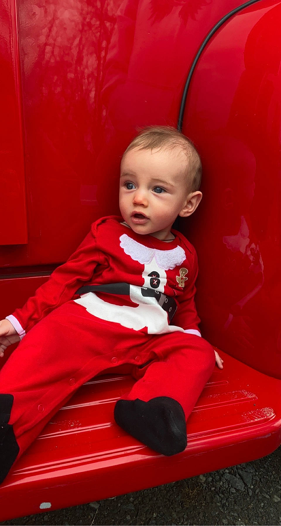 Dustin joined the competition — help win amazing prizes! baby, baby_toddler_clothing, carmine, child, comfort, door, flooring, fun, happy, magenta, person, red, sitting, sleeve, standing, surprise, toddler