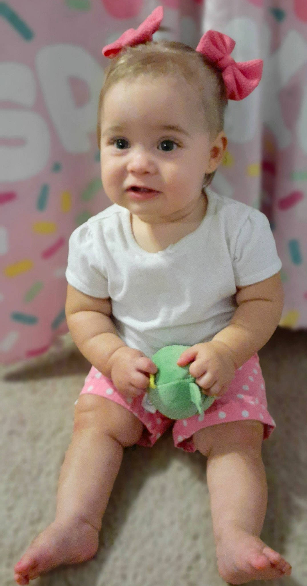 Courtlynn is registered to the contest to win money with this photo: baby, baby_products, baby_toddler_clothing, child, person, pink, play, skin, toddler