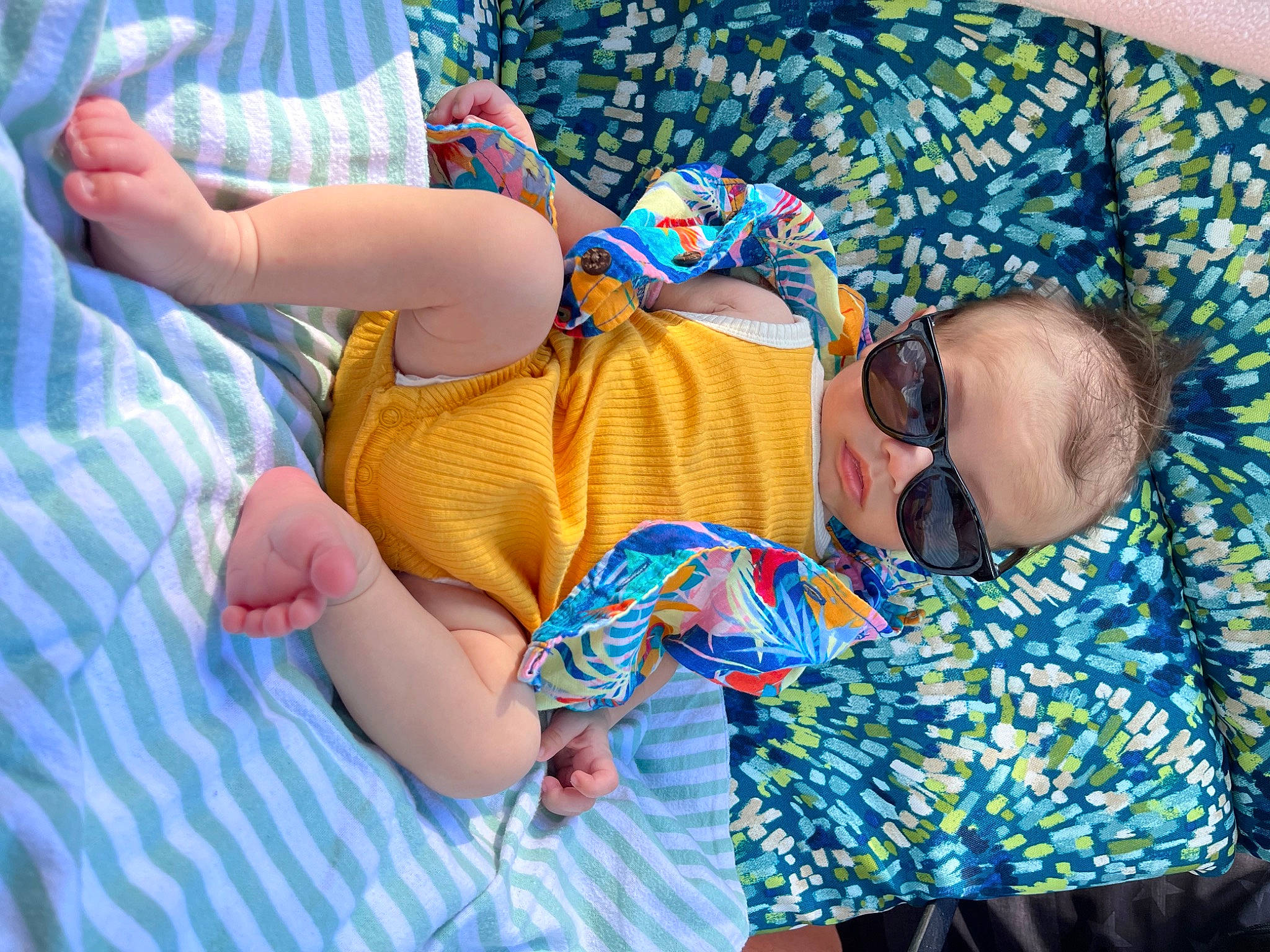 Carmine joined the competition — help win amazing prizes! azure, baby, baby_toddler_clothing, child, comfort, eyewear, foot, fun, gesture, glasses, goggles, grass, happy, human_leg, knee, leisure, pattern, person, sunglasses, thigh