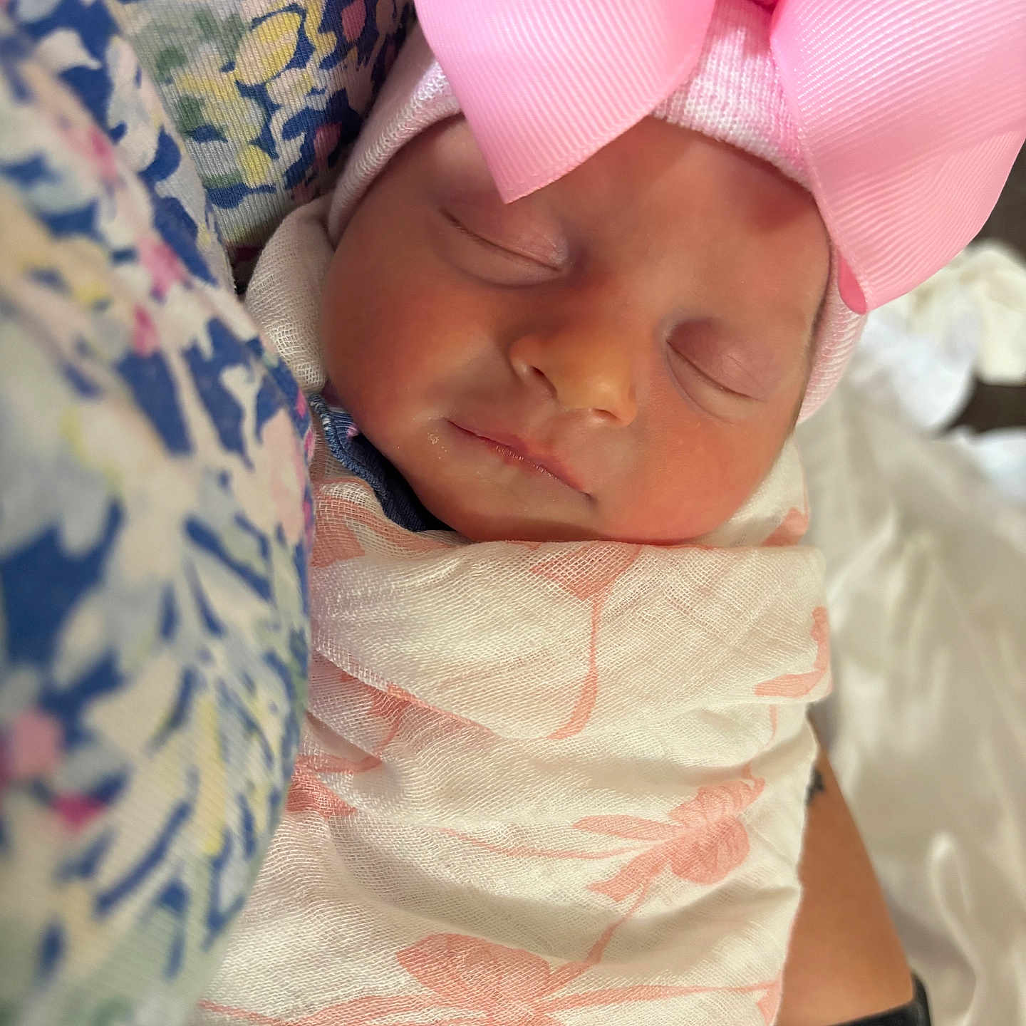 Olivia Claire joined the competition — help win amazing prizes! baby, bed, blanket, bonnet, cap, clothing, cushion, dress, face, furniture, glove, hat, head, homedecor, newborn, person, photography, portrait, quilt, sleeping