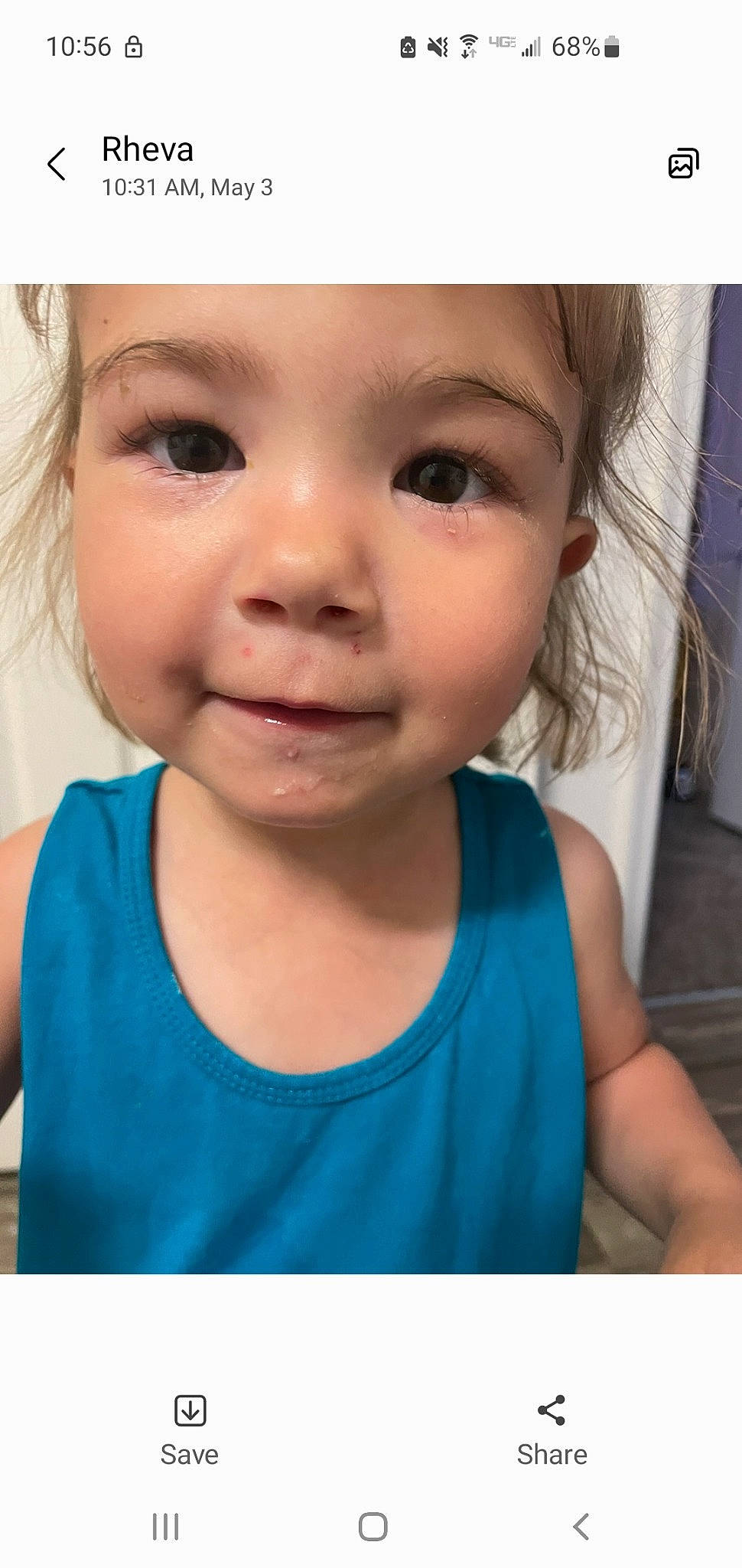 Gabby is registered to the contest to win money with this photo: baby_toddler_clothing, beauty, cheek, cool, ear, electric_blue, eyelash, gesture, happy, headwear, iris, jaw, joy, lip, mouth, neck, nose, person, photograph, sleeve