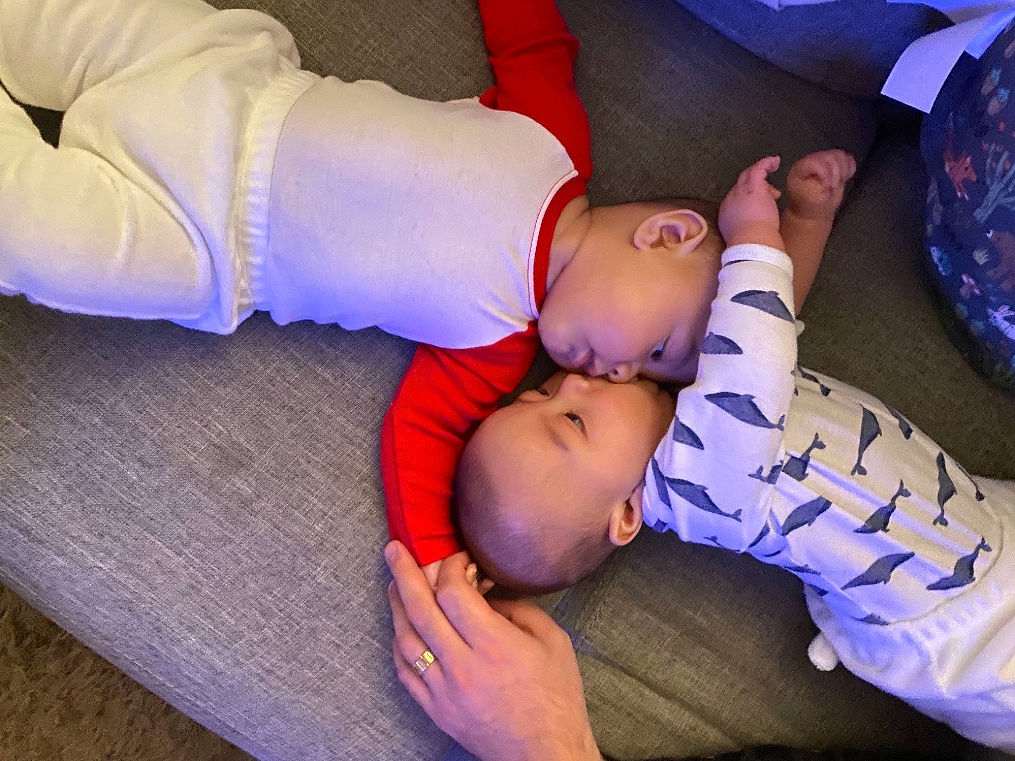 Nolan is registered to the contest to win money with this photo: baby, baby_toddler_clothing, cheek, child, comfort, cool, elbow, electric_blue, finger, flash_photography, fun, happy, headwear, human_leg, mouth, person, purple, room, sitting, textile