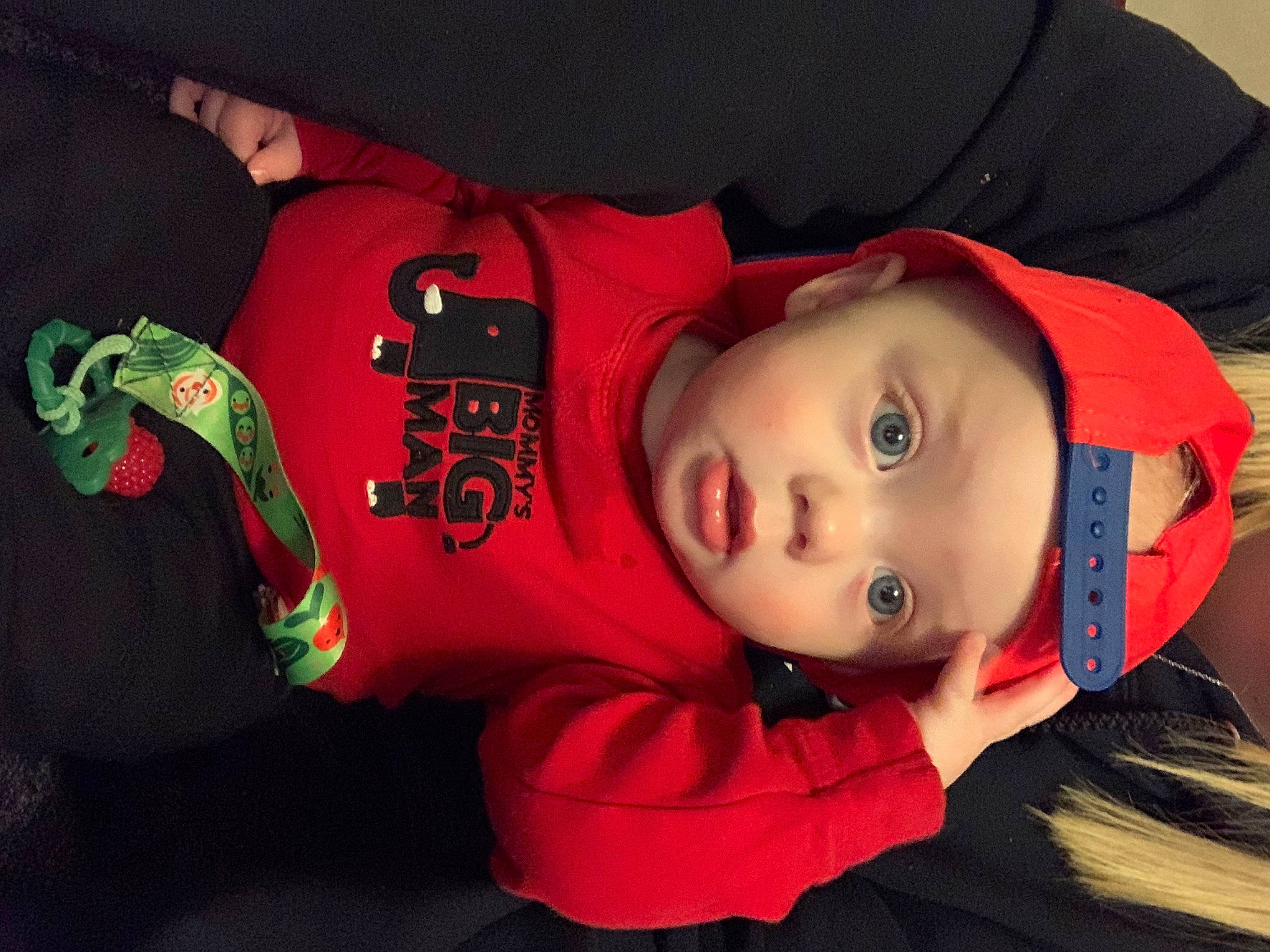 Calvin joined the competition — help win amazing prizes! baby, carmine, cheek, child, chin, costume, fashion_accessory, flash_photography, fun, fur, hat, headgear, headwear, jacket, lip, mouth, nose, person, sleeve, surprise