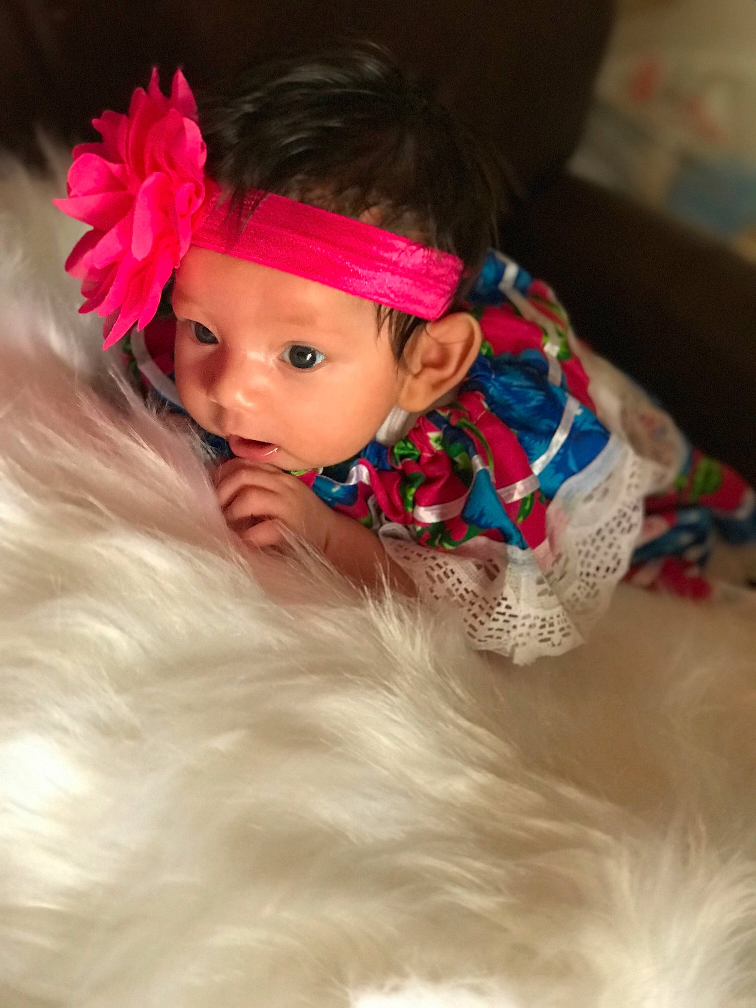 Araceli is registered to the contest to win money with this photo: baby, beauty, cheek, child, doll, eye, face, fur, hair, hair_accessory, hairstyle, head, headgear, headpiece, iris, person, pink, skin, toddler, toy