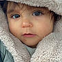 child, face, hood, jacket, fur, warm_clothing, winter, close_up, portrait, cute, big_eyes, baby, outerwear, fuzzy, soft_texture, looking, young, person, skin, expression
