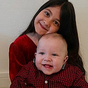 David Covaci participe au concours pour gagner de l'argent avec cette photo : child, baby, smile, siblings, red_dress, checkered_shirt, happy, indoor, portrait, family, cute, toddler, long_hair, holding, caucasian, affection, young, together, love, joy