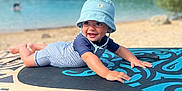 Ben a rejoint le concours — aidez-le/la à gagner de superbes lots ! baby, child, paddleboard, beach, water, lake, hat, swimsuit, sunhat, smile, outdoor, summer, sand, sky, nature, recreation, toy, vacation, happy, portrait
