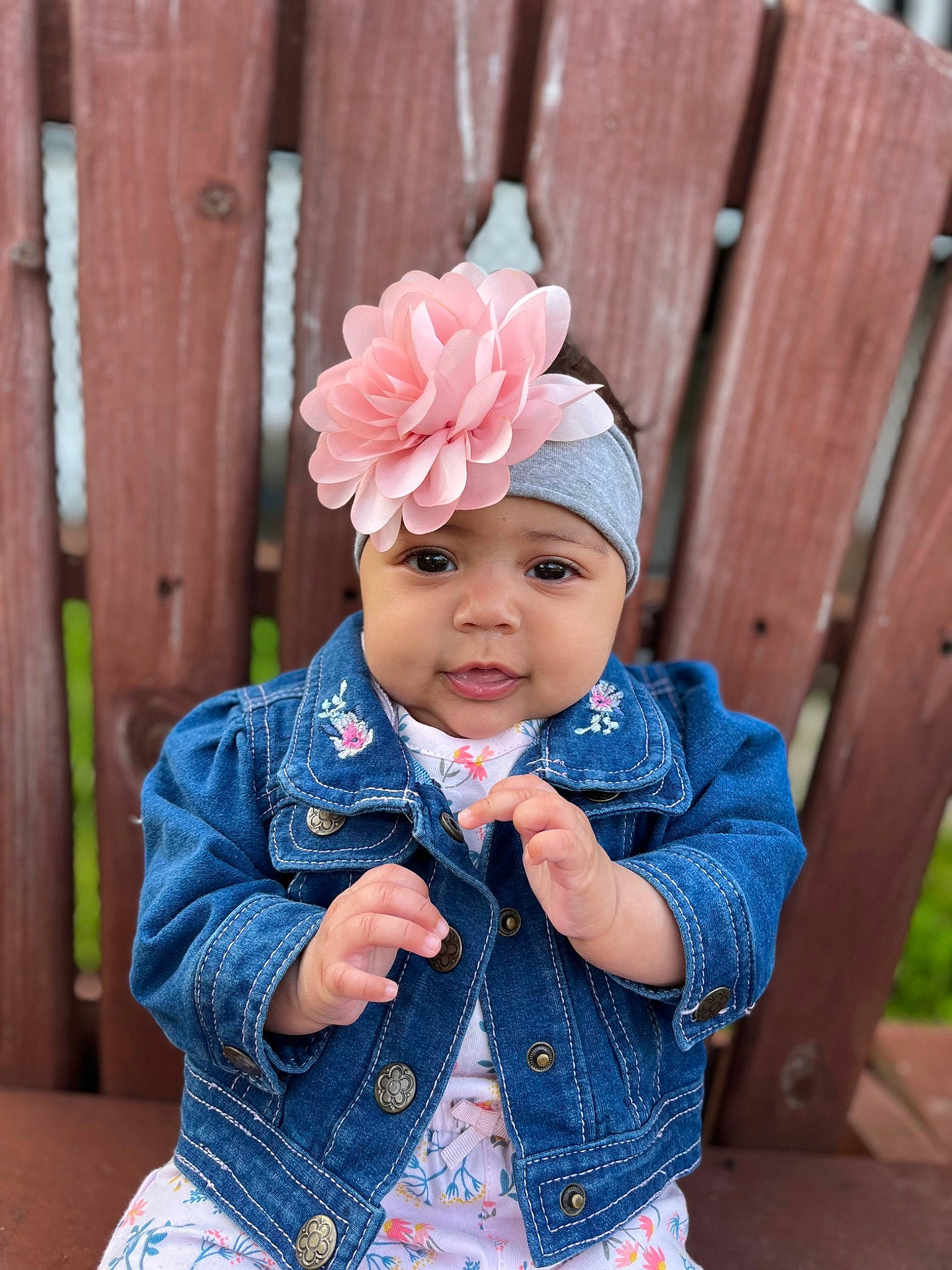 Paisley is registered to the contest to win money with this photo: baby, baby_toddler_clothing, cap, child, clothing, dress, eye, face, flower, grass, happy, hat, headgear, headwear, person, pink, plant, skin, sleeve, textile
