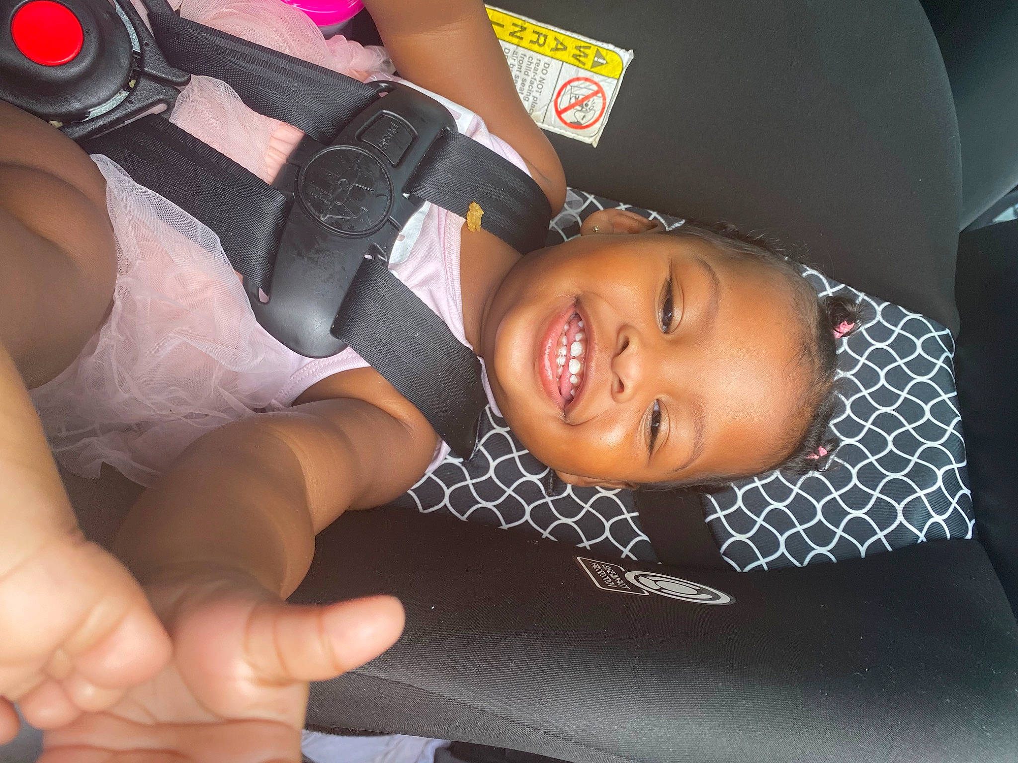 Tiara joined the competition — help win amazing prizes! auto_part, baby_toddler_clothing, car_seat, chest, child, elbow, finger, flash_photography, fun, gesture, hand, happy, joy, nail, person, skin, smile, thigh, thumb, toddler