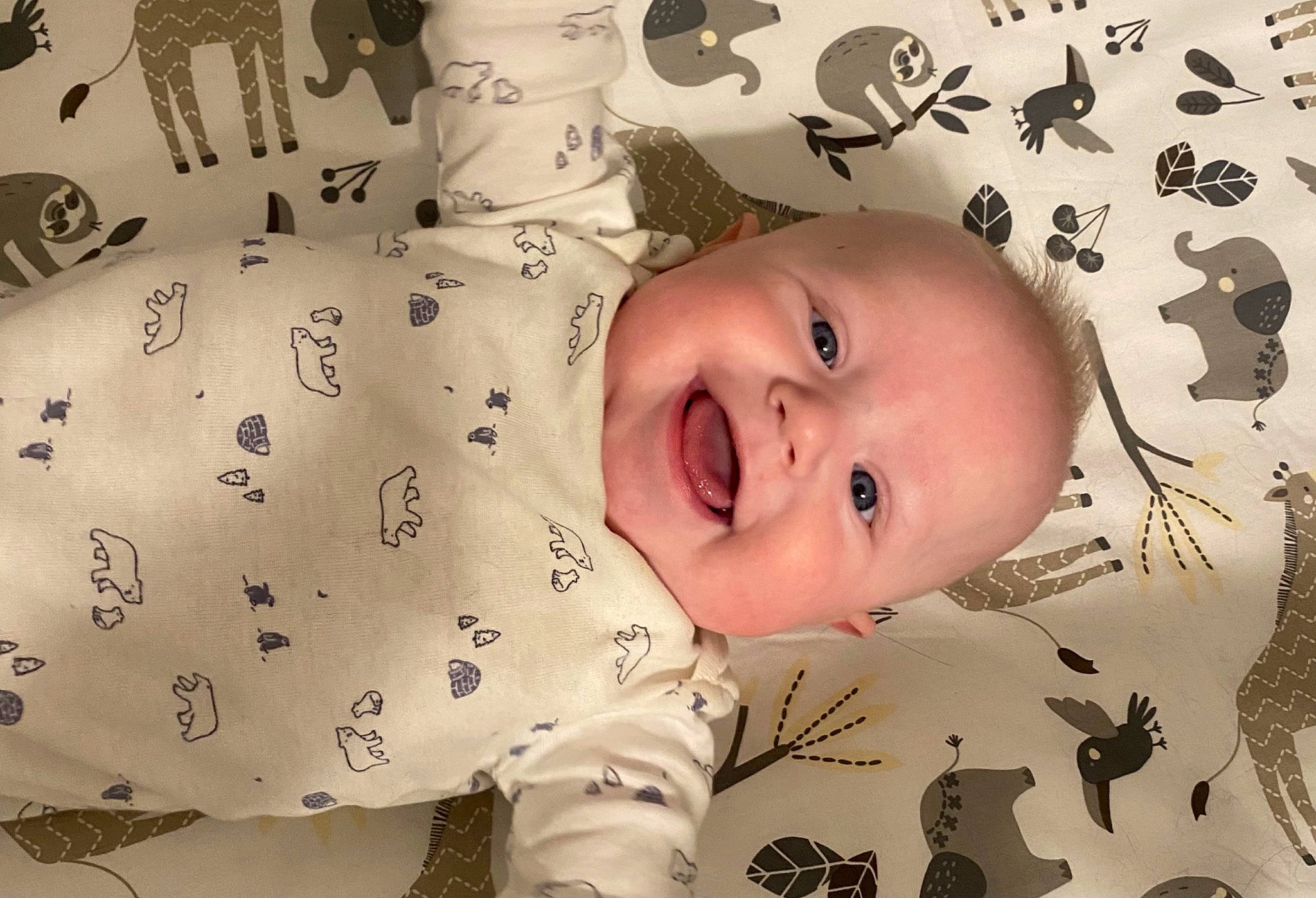 Leighton joined the competition — help win amazing prizes! baby, baby_laughing, baby_toddler_clothing, cheek, child, chin, eye, face, fun, hairstyle, happy, head, iris, joy, pattern, person, skin, sleeve, smile, textile