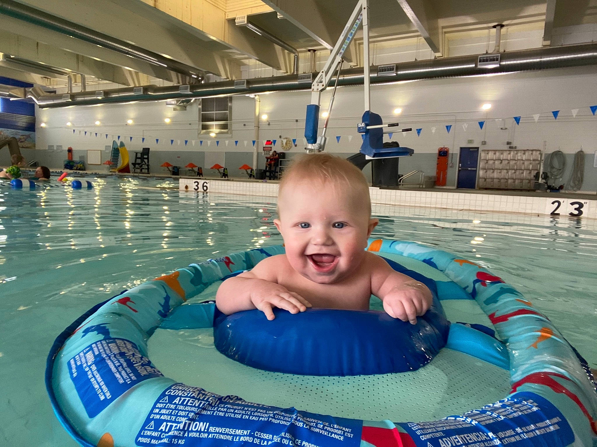 Leighton joined the competition — help win amazing prizes! aqua, baby, baby_float, baby_toddler_clothing, child, event, fun, games, happy, indoor_games_and_sports, joy, leisure, leisure_centre, person, personal_protective_equipment, product, recreation, smile, sports, swimming_pool