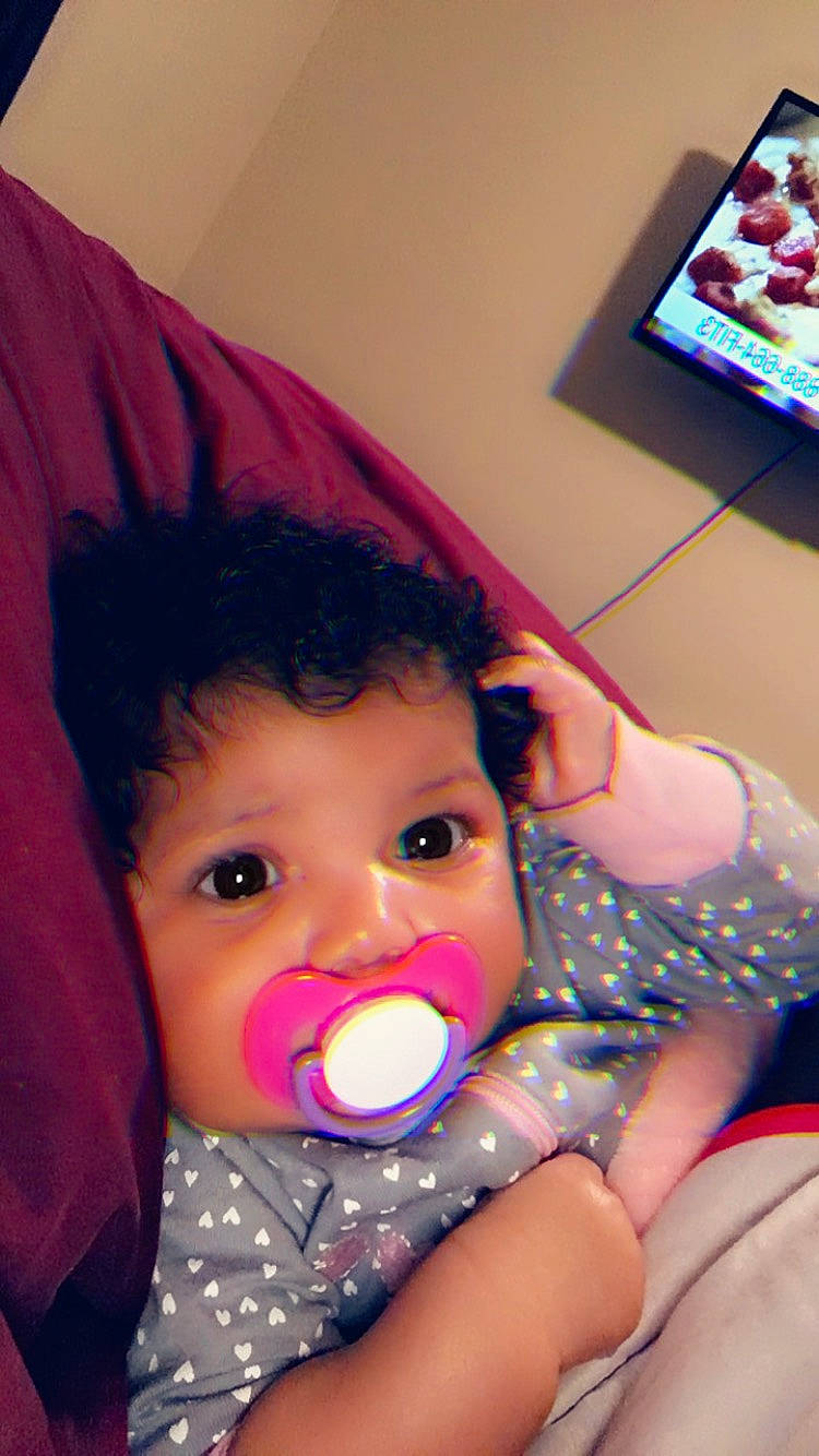 Zay'La joined the competition — help win amazing prizes! baby, black_hair, cheek, child, eye, joy, lip, mouth, nose, person, pink, skin, stuffed_toy, toddler