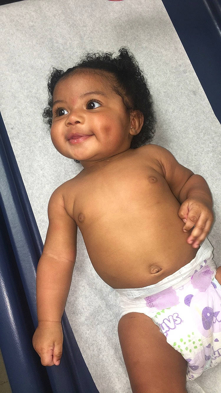 Zay'La is registered to the contest to win money with this photo: abdomen, arm, baby, barechested, black_hair, cheek, chest, child, diaper, lip, muscle, person, skin, smile, stomach, toddler, trunk