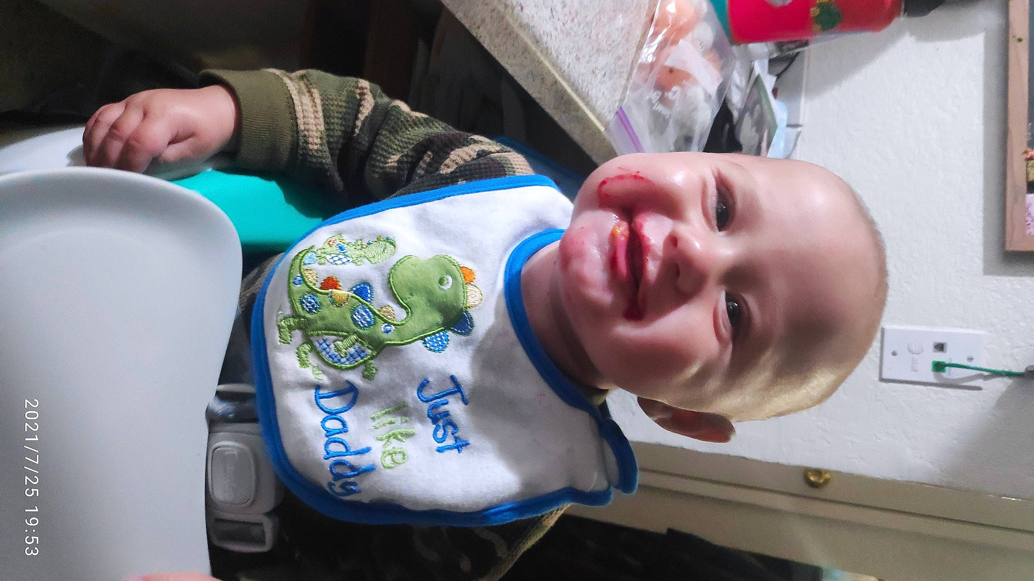 Maximiliano joined the competition — help win amazing prizes! baby, baby_laughing, baby_toddler_clothing, bathing, cheek, child, facial_expression, finger, fun, happy, mouth, neck, person, personal_protective_equipment, sitting, skin, sleeve, smile, t_shirt, toddler