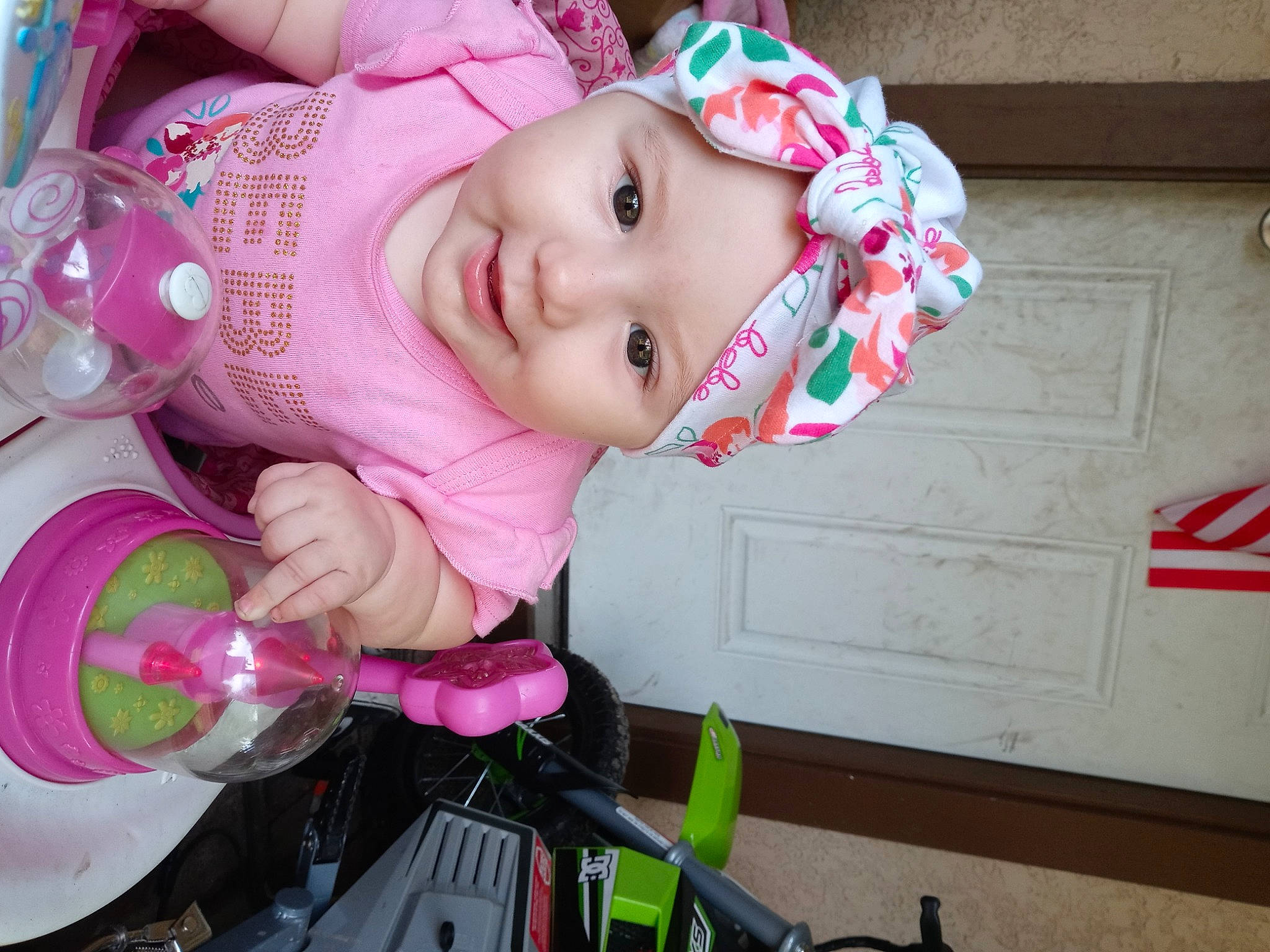 Milena joined the competition — help win amazing prizes! baby, baby_products, baby_toddler_clothing, carmine, cheek, child, event, face, fun, green, happy, headwear, joy, magenta, mouth, person, pink, skin, sleeve, snapshot