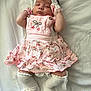 Lina joined the competition — help win amazing prizes! baby, infant, sleeping, headband, bow, dress, pink, cherry_pattern, socks, white, blanket, cute, hands, gloves, soft, peaceful, lying_down, portrait, child, adorable