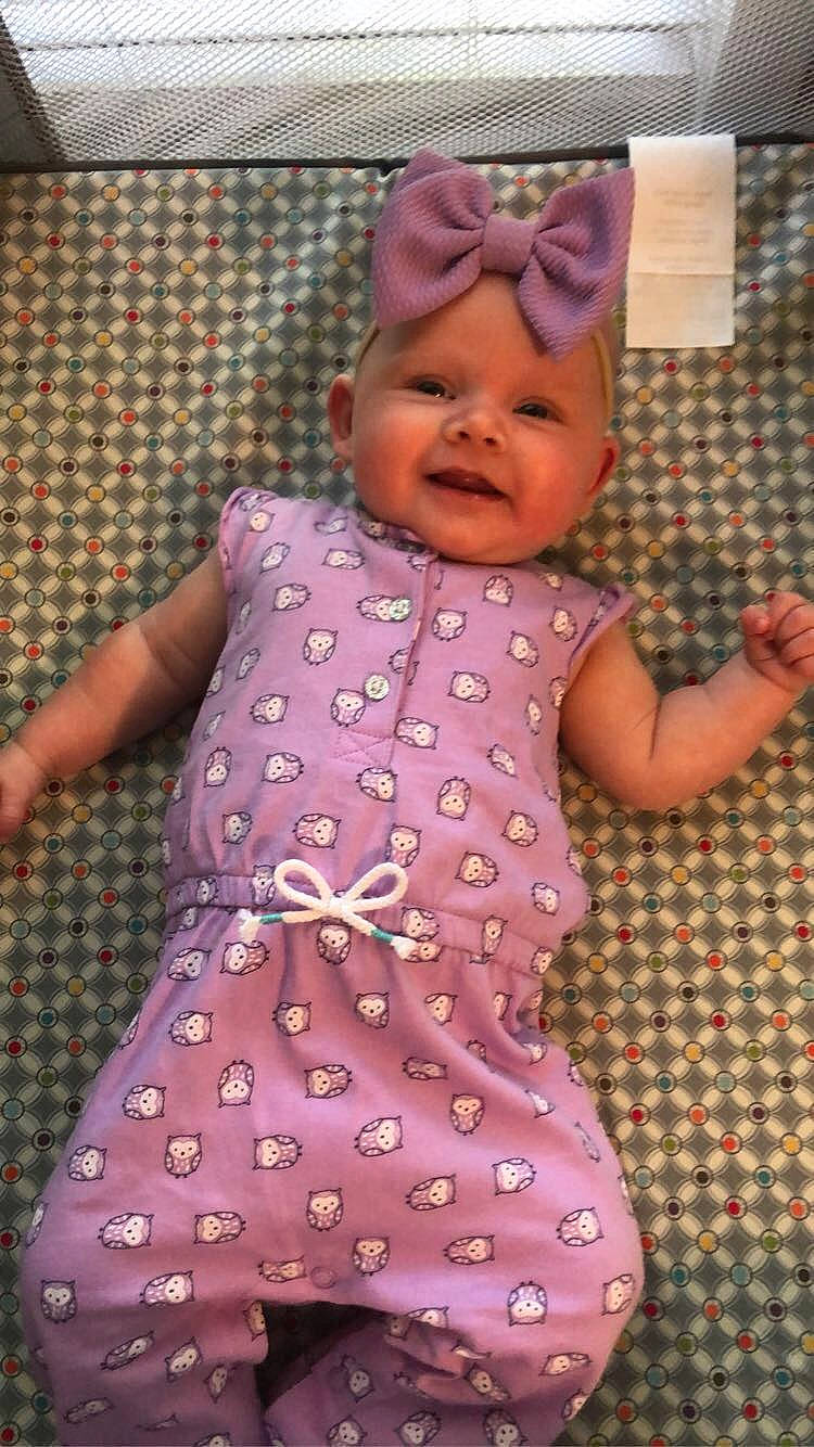 Kendal joined the competition — help win amazing prizes! baby, baby_toddler_clothing, cheek, child, design, headwear, pattern, person, pink, purple, smile, toddler