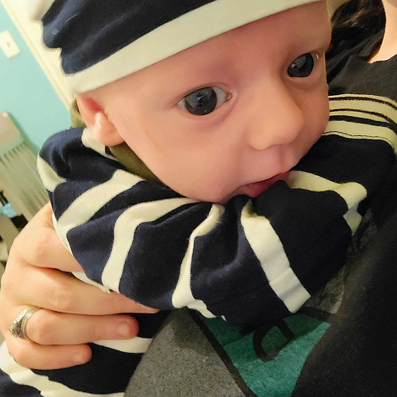 Sebastian joined the competition — help win amazing prizes! baby, baby_toddler_clothing, black_hair, cap, child, costume_hat, doll, face, fashion_accessory, fedora, gesture, hand, hat, headgear, skin, sleeve, sun_hat, thumb, toddler, toy