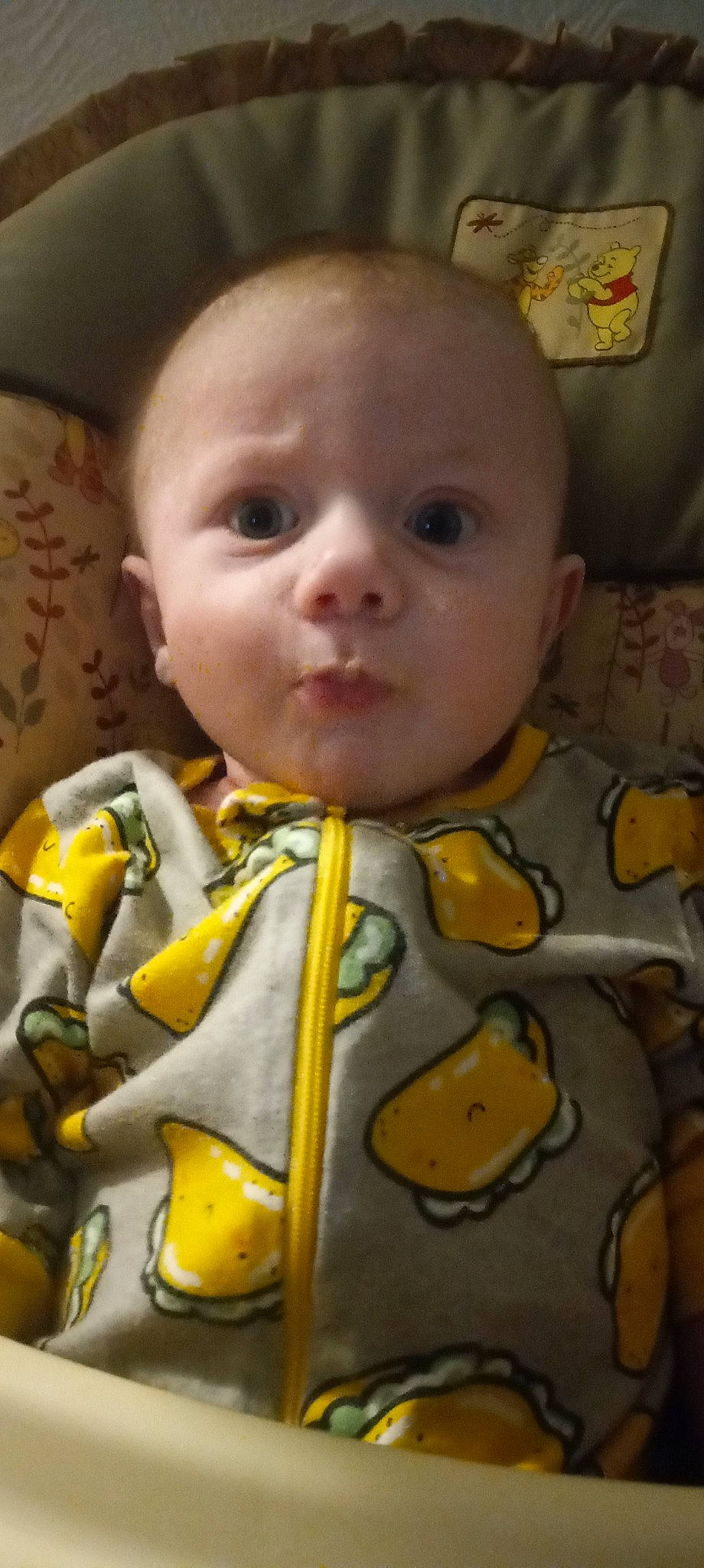 Arthur is registered to the contest to win money with this photo: baby, baby_products, baby_toddler_clothing, cheek, child, chin, collar, facial_expression, head, human_body, mouth, nose, organ, pattern, people, person, product, skin, sleeve, tie