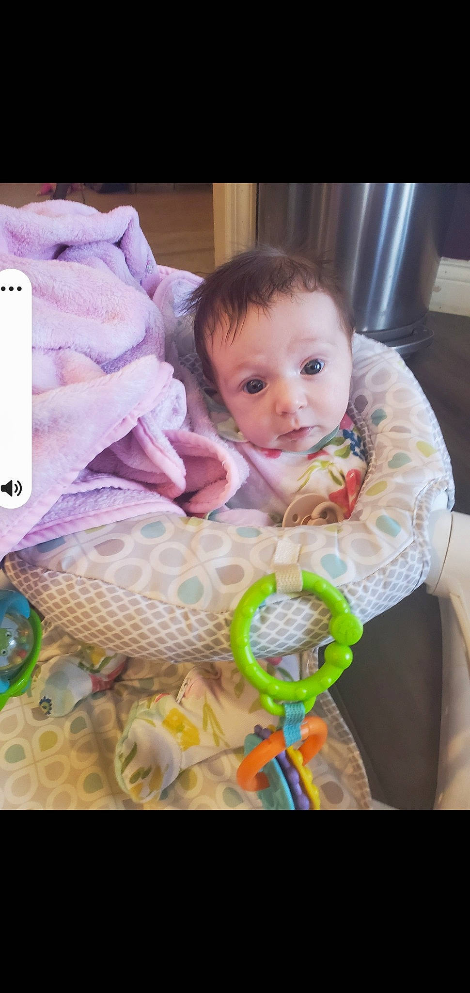 Adaline joined the competition — help win amazing prizes! baby, baby_products, baby_sleeping, baby_toddler_clothing, beauty, cheek, child, comfort, facial_expression, happy, iris, linens, mammal, mouth, person, pink, product, purple, skin, textile