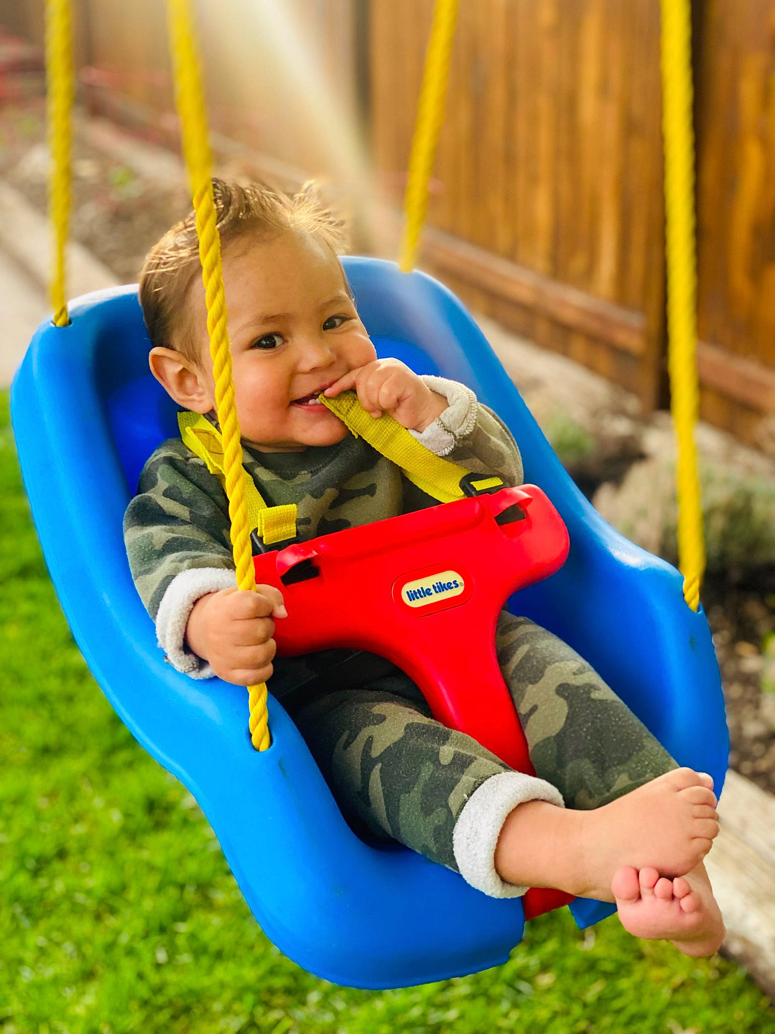Easton joined the competition — help win amazing prizes! baby, baby_toddler_clothing, blue, child, city, electric_blue, face, fun, grass, happy, joy, leisure, outdoor_play_equipment, people_in_nature, person, playground, recreation, smile, swing, t_shirt
