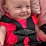 Haylen joined the competition — help win amazing prizes! baby, baby_girl, car_seat, child, close_up, cushion, cute, face, happy, head, indoors, infant, person, pink_clothing, portrait, safety_harness, seat_belt, smile, soft_texture, straps