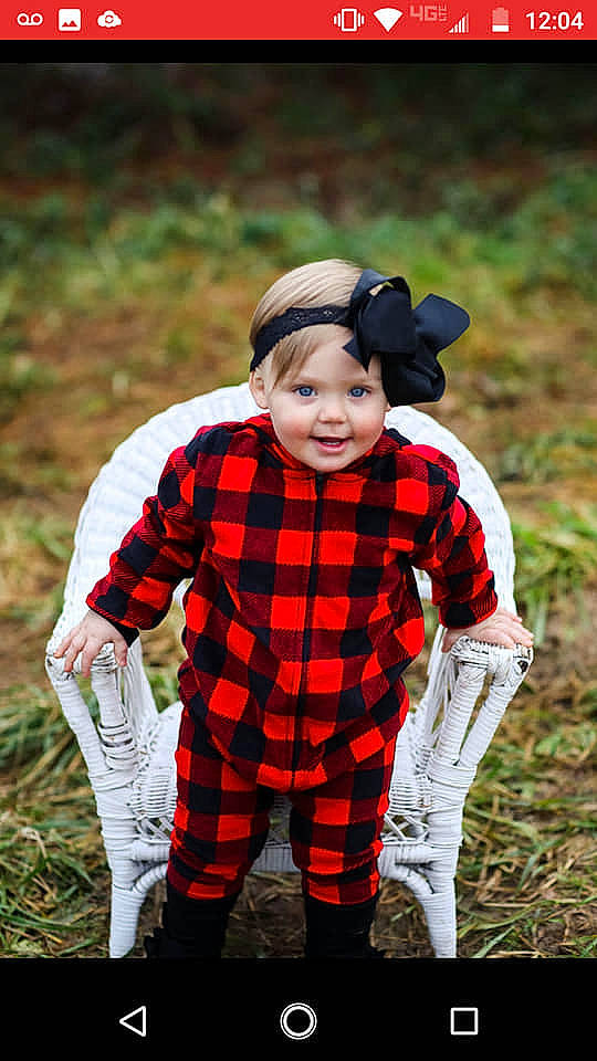 Novalee joined the competition — help win amazing prizes! boy, child, facial_expression, fun, girl, grass, happiness, infant, joy, pattern, person, plaid, play, portrait_photography, red, smile, tartan, toddler