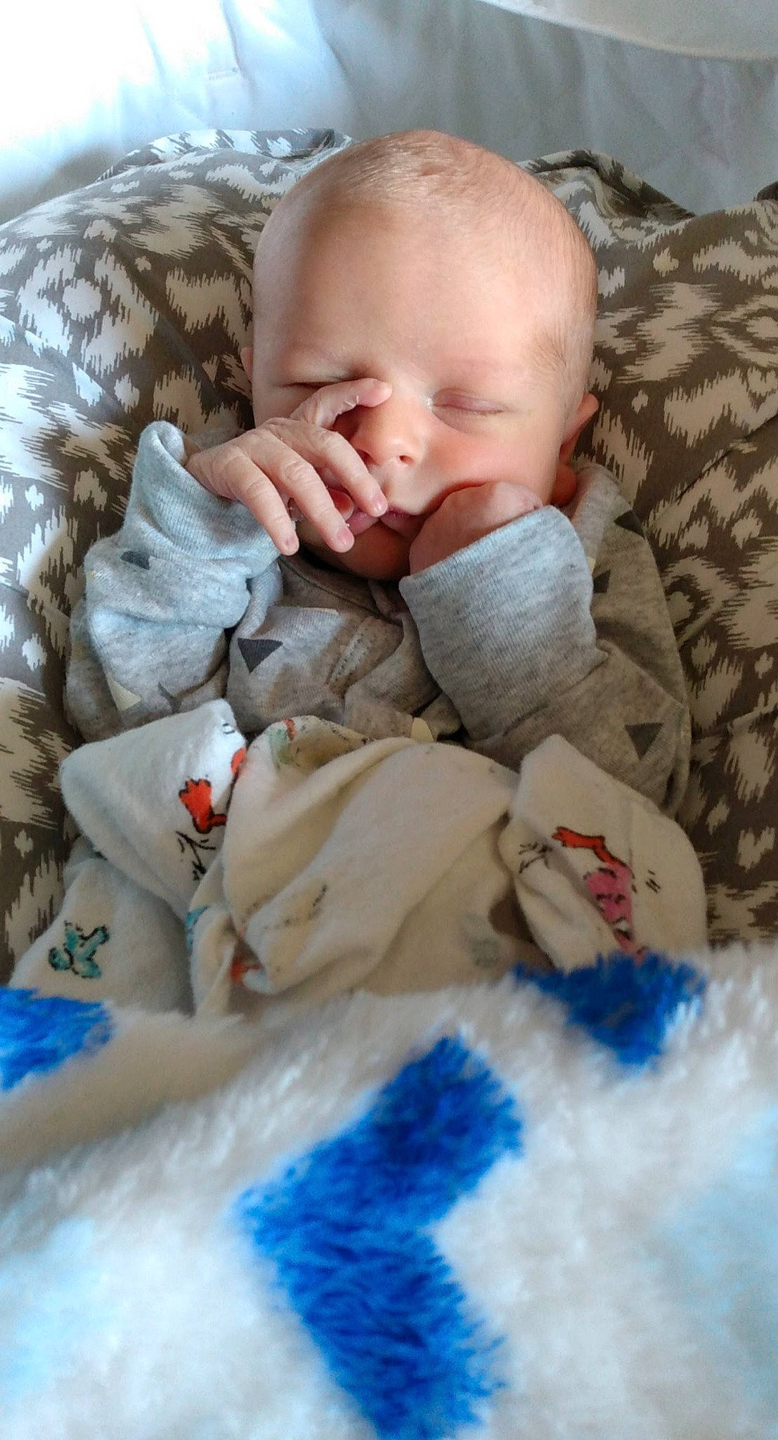 Wesley is registered to the contest to win money with this photo: baby, baby_products, baby_sleeping, baby_toddler_clothing, bedding, bedtime, cheek, child, comfort, fur, linens, nail, nap, nose, person, room, skin, thumb, toddler, wood