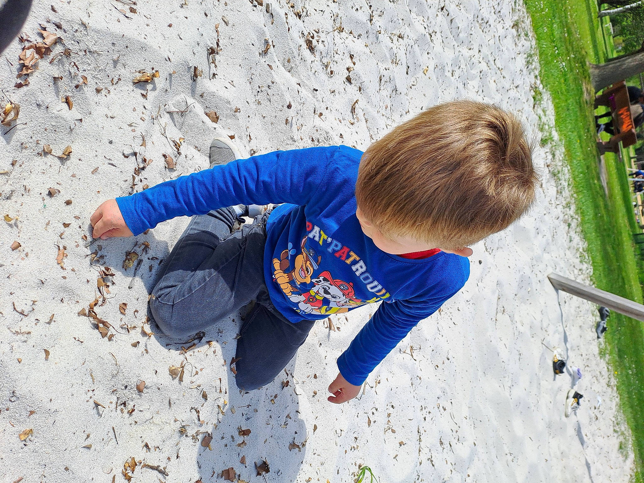 Vicenzo a rejoint le concours — aidez-le/la à gagner de superbes lots ! child, electric_blue, fun, grass, leisure, outdoor_shoe, people_in_nature, person, plant, play, recreation, sitting, soil, t_shirt, toddler, tree, walking_shoe, winter