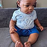 Truce joined the competition — help win amazing prizes! baby, barefoot, child, clothing, couch, curly_hair, cute, expression, furniture, home, indoors, infant, looking_down, person, portrait, shirt, shorts, sitting, skin, young