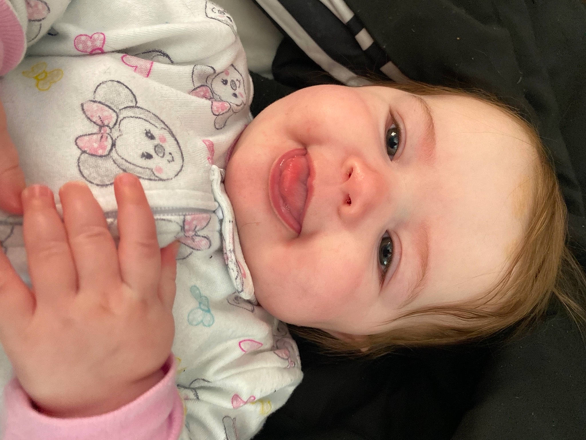 Harper joined the competition — help win amazing prizes! baby, baby_toddler_clothing, cheek, chin, eye, eyebrow, eyelash, facial_expression, finger, gesture, human, iris, lip, mammal, mouth, nose, organ, person, skin, smile