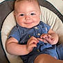 Finnley joined the competition — help win amazing prizes! baby, blue_clothing, child, comfort, cushion, cute, face, hand, happy, indoor, infant, legs, person, plush, portrait, romper, seat, skin, smile, young