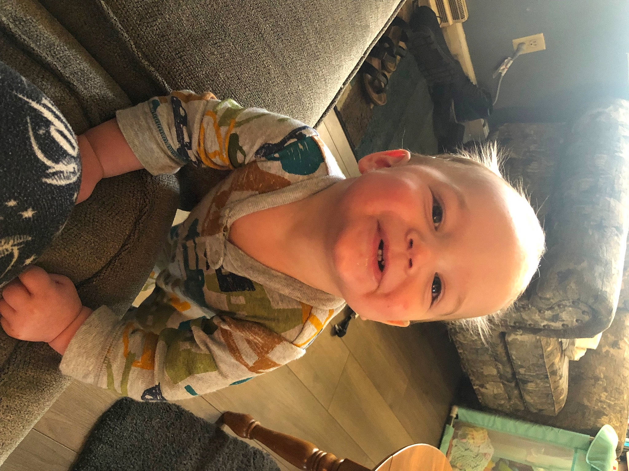 Malcolm joined the competition — help win amazing prizes! baby, blond, child, comfort, fun, grass, happy, human_body, laugh, mouth, nose, pattern, person, play, portrait_photography, sitting, smile, toddler, vacation, wood