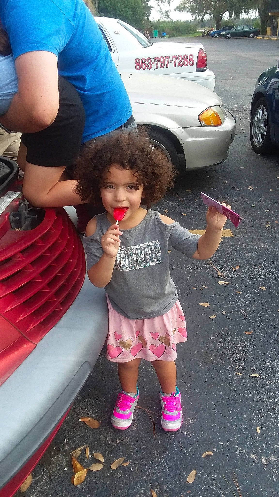 Audriana is registered to the contest to win money with this photo: automotive_exterior, bumper, car, child, city_car, daughter, family_car, footwear, fun, joy, person, pink, play, shoe, smile, summer, toddler, vacation, vehicle, vehicle_door