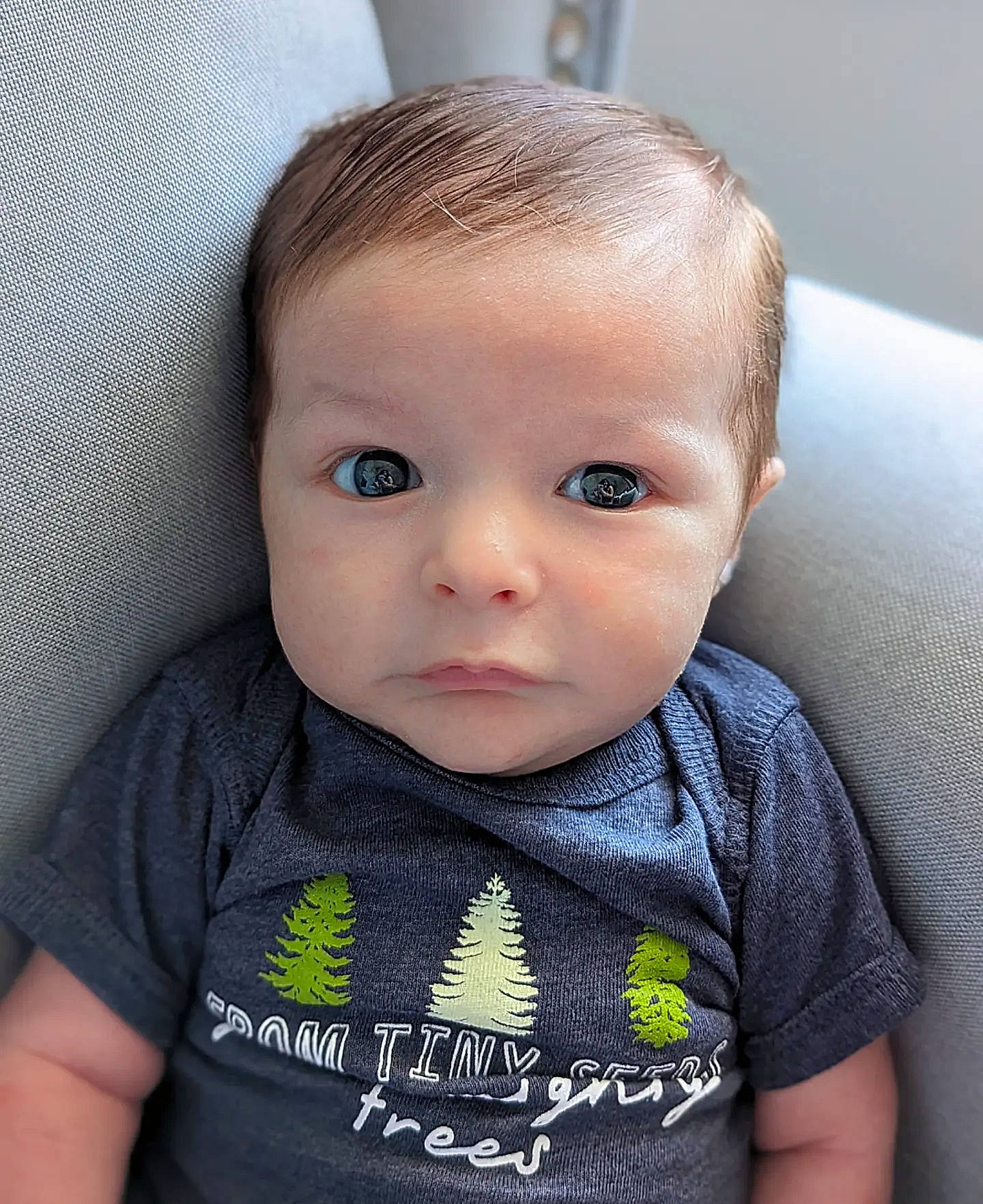Bennett is registered to the contest to win money with this photo: baby, baby_toddler_clothing, cheek, chin, comfort, cool, eye, eyebrow, eyelash, facial_expression, forehead, iris, lip, mouth, neck, nose, person, skin, sleeve, t_shirt