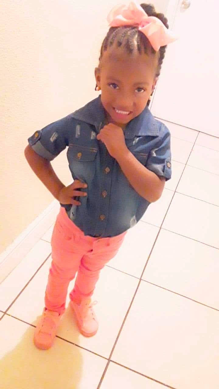 Journee Walker joined the competition — help win amazing prizes! baby, cheek, child, child_model, cool, denim, jeans, joy, leg, outerwear, person, pink, sleeve, standing, t_shirt, toddler, trousers