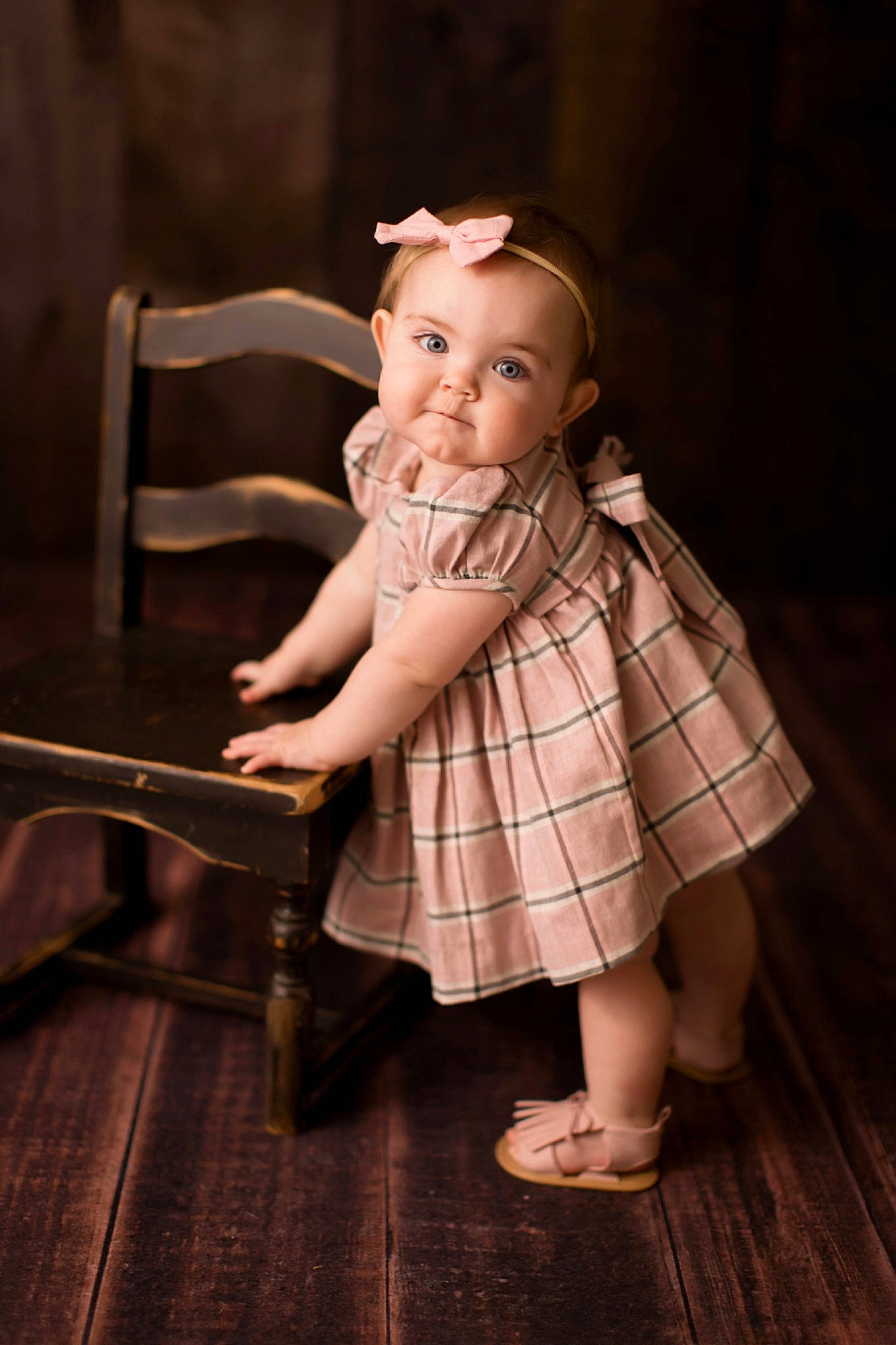Kaia joined the competition — help win amazing prizes! baby_toddler_clothing, chair, day_dress, dress, flash_photography, flooring, foot, happy, human_leg, leg, one_piece_garment, pattern, person, sandal, shoe, skin, tartan, toddler, toy, vintage_clothing