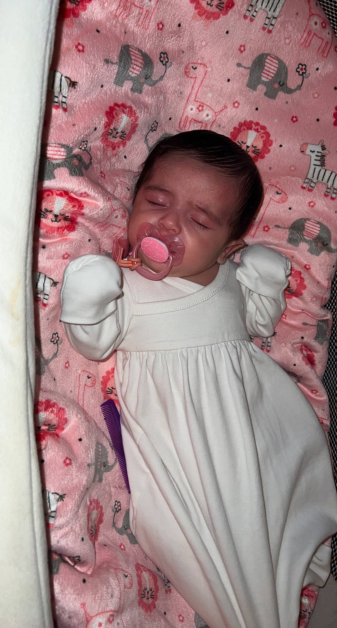 Camila joined the competition — help win amazing prizes! arm, baby, baby_products, baby_sleeping, baby_toddler_clothing, cheek, child, comfort, dress, eyelash, hand, happy, linens, lip, nose, pattern, person, pink, skin, sleeve