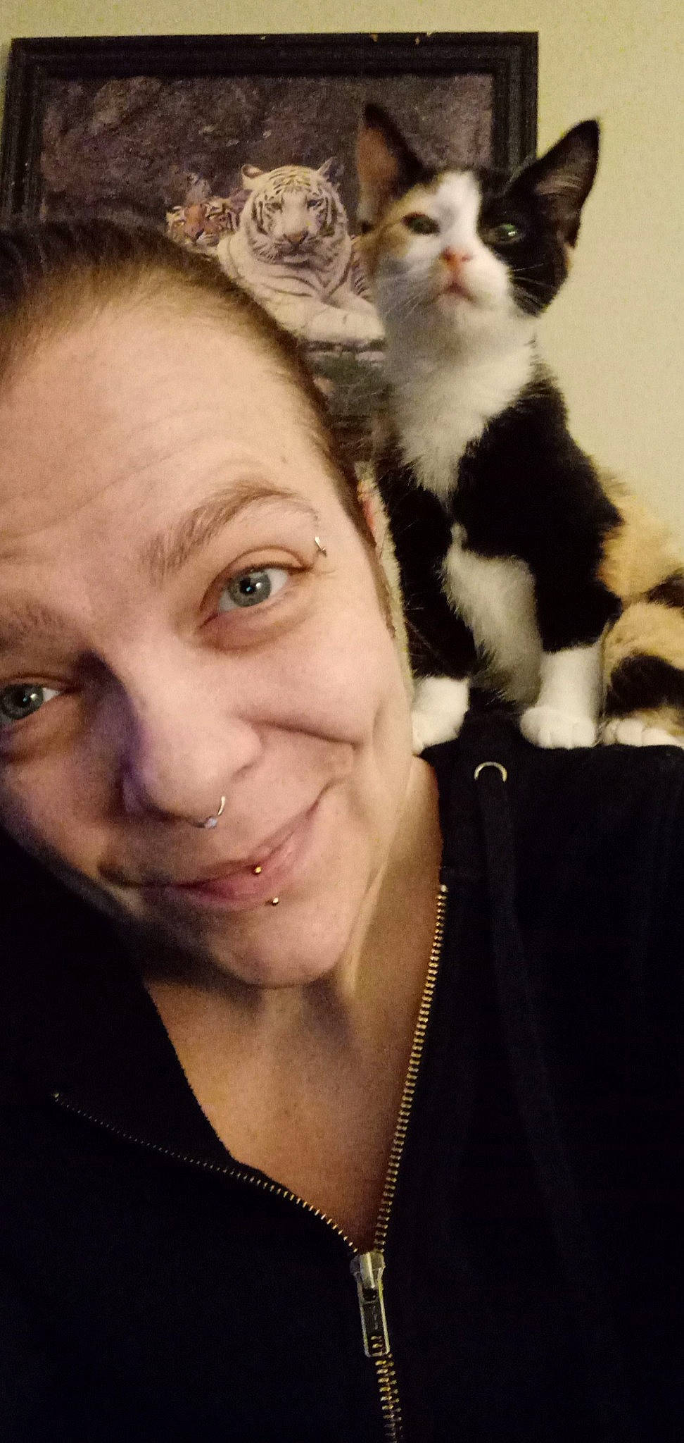 Harlee is registered to the contest to win money with this photo: cat, cool, eye, eyebrow, eyelash, eyewear, felidae, gesture, glasses, happy, iris, jaw, jewellery, nose, organ, selfie, skin, small_to_medium_sized_cats, smile, whiskers