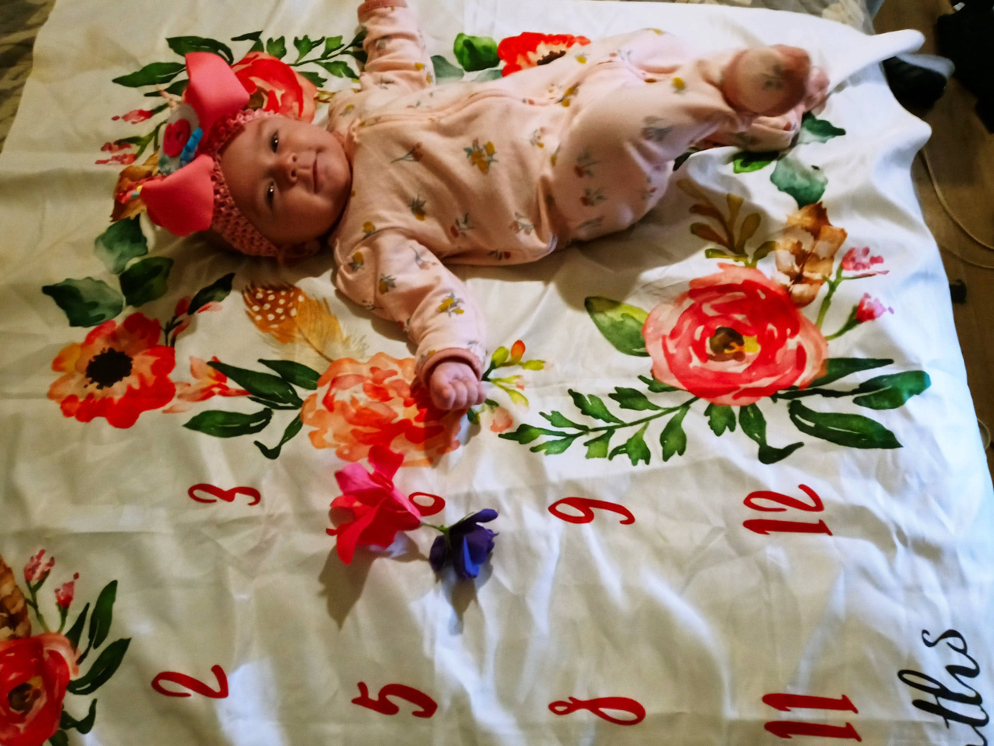 Serenity joined the competition — help win amazing prizes! baby, baby_toddler_clothing, dress, event, floral_design, flower, font, happy, headwear, linens, orange, pattern, peach, person, petal, plant, red, rose, tablecloth, textile