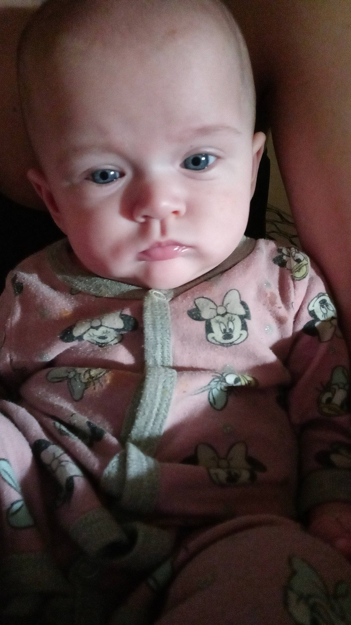 Serenity is registered to the contest to win money with this photo: baby, baby_toddler_clothing, cheek, comfort, dress, eyebrow, finger, flash_photography, fun, happy, iris, linens, lip, mouth, nail, nose, person, pink, skin, sleeve