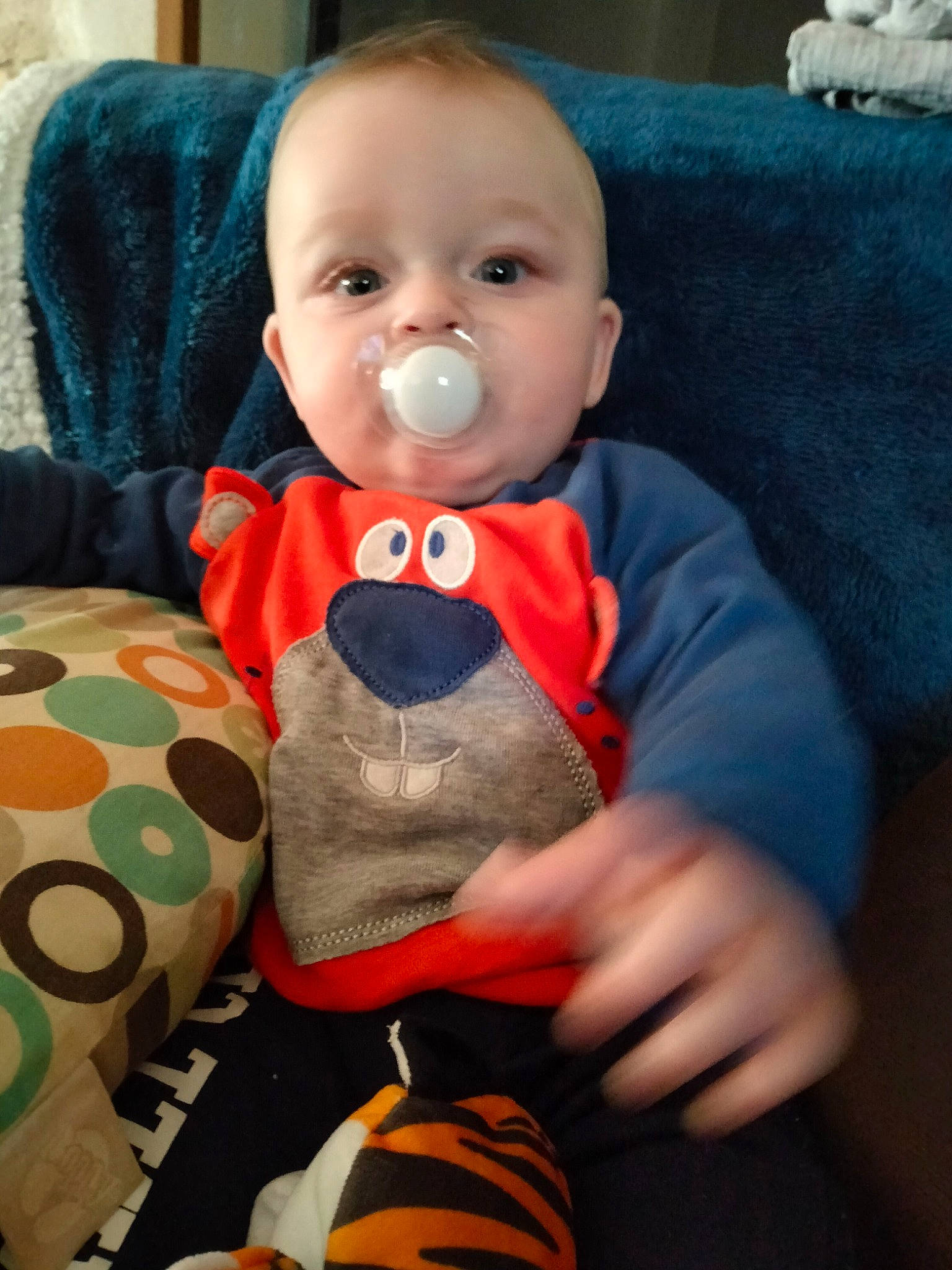 William participe au concours pour gagner de l'argent avec cette photo : baby, baby_products, baby_toddler_clothing, carmine, cheek, child, comfort, fedora, happy, head, iris, linens, nose, person, sitting, skin, sleeve, stuffed_toy, textile, toddler