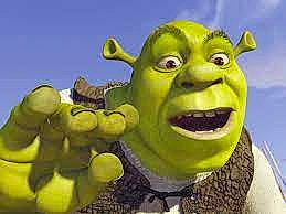 Shrek is registered to the contest to win money with this photo: action_figure, animated_cartoon, animation, art, cartoon, close_up, cloud, fictional_character, fun, gesture, happy, jaw, pleased, sculpture, sky, statue, toy